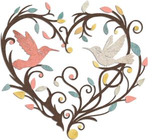 Metal Hummingbird Wall Art, 11.6" x 11" Heart Shaped Hollow Design Decor