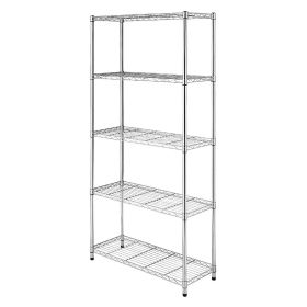 Adjustable 36"W x 14"D x 72"H 5-Shelf Freestanding Storage Shelves, Chrome, Adult Use