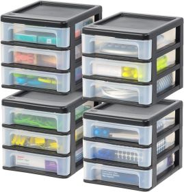 mall 3-Drawer Desktop Organizer, 4 Pack, Stackable, for Office, School, Stationary, Makeup Organizer, Bathroom