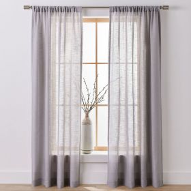 Light Filtering Linen Blend Rod Pocket Curtain, Single Panel, Soft Silver, 50" W x 108" L