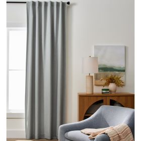 100% Blackout Linen Blend Single Curtain, 50x108, Soft Silver