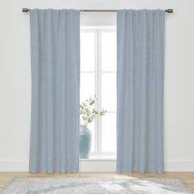 100% Blackout Linen Blend Single Curtain, 50x63, Blue Water