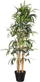 Artificial Bamboo Plant with Plastic Planter Pot, 39.4", Green, Home Office Decor, Floor Plant