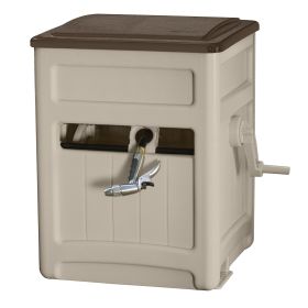 Hose Hideaway 225' Outdoor Garden Hose Reel with Storage Bin and Hose Guide, Taupe