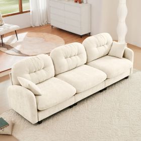 Three-Seate Modular Sectional Couch,Soft Chenille Fabric High-Density Foam,Quilted Pleated Design Ergonomic Design,Elegant Armrests