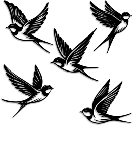 5 Pieces Metal Bird Wall Decor - Rustic Farmhouse Room Decor Simple Bird Flock Black Wall Art Home Decor for Living Room, Bedroom, Dining Room