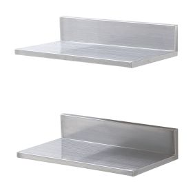 8.6" x 16" Stainless Steel Shelf, Wall Mounted Floating Shelving with Backsplash, 44 lbs Load Capacity Commercial Shelves