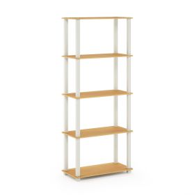 Turn-S-Tube 5-Tier Multipurpose Shelf Display Rack with Square Tubes, Beech/White